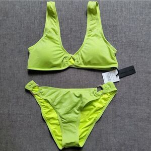 KENDALL + KYLIE Women's Lime Green 2-Piece Ring-Trim Bikini Set Size Medium